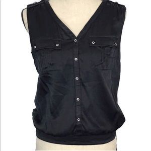 White Hiuse Black Market Sleeveless Silk Crop Top